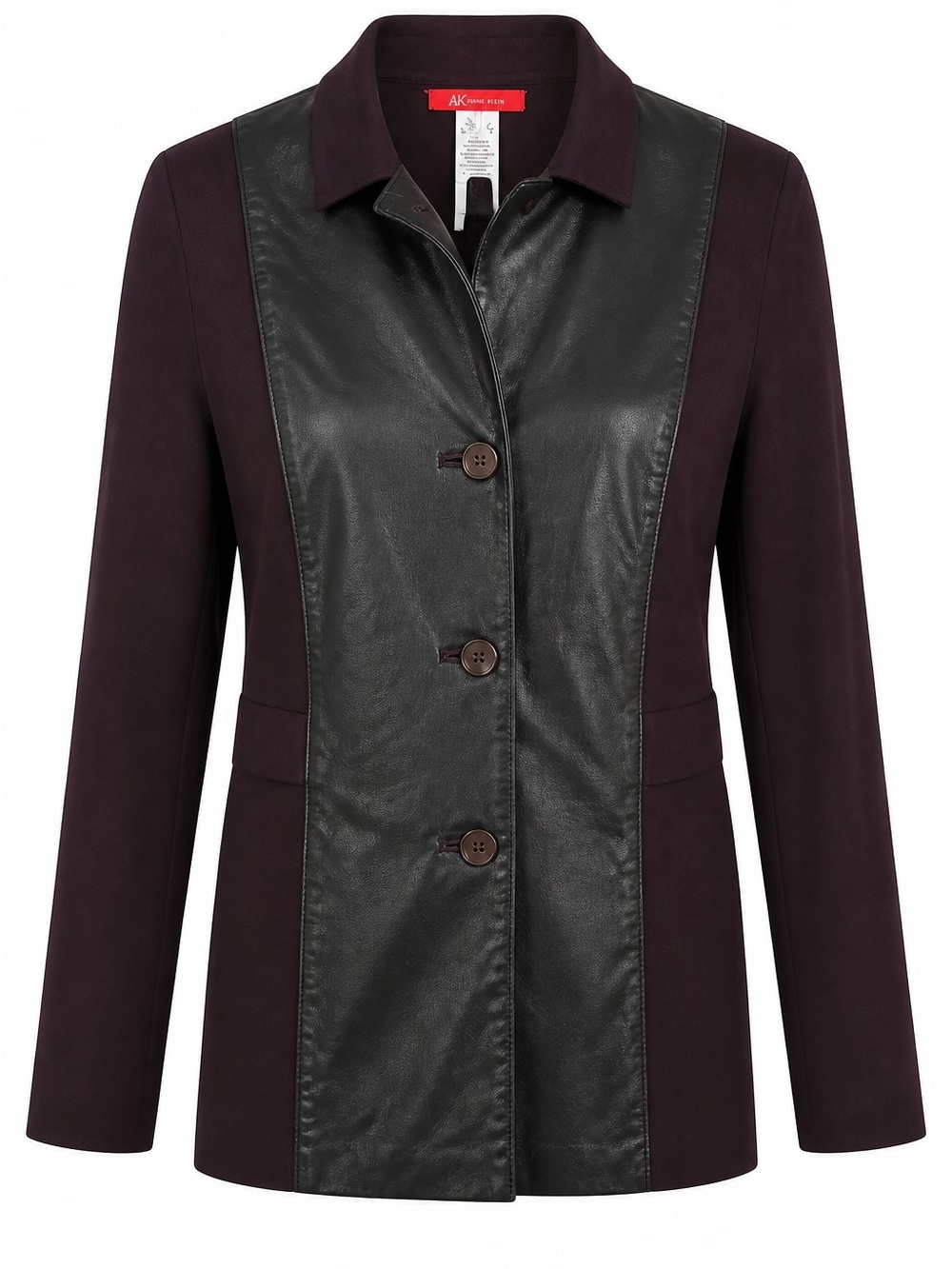 AK Anne Klein Black mixed-media jacket Leather and Rayon